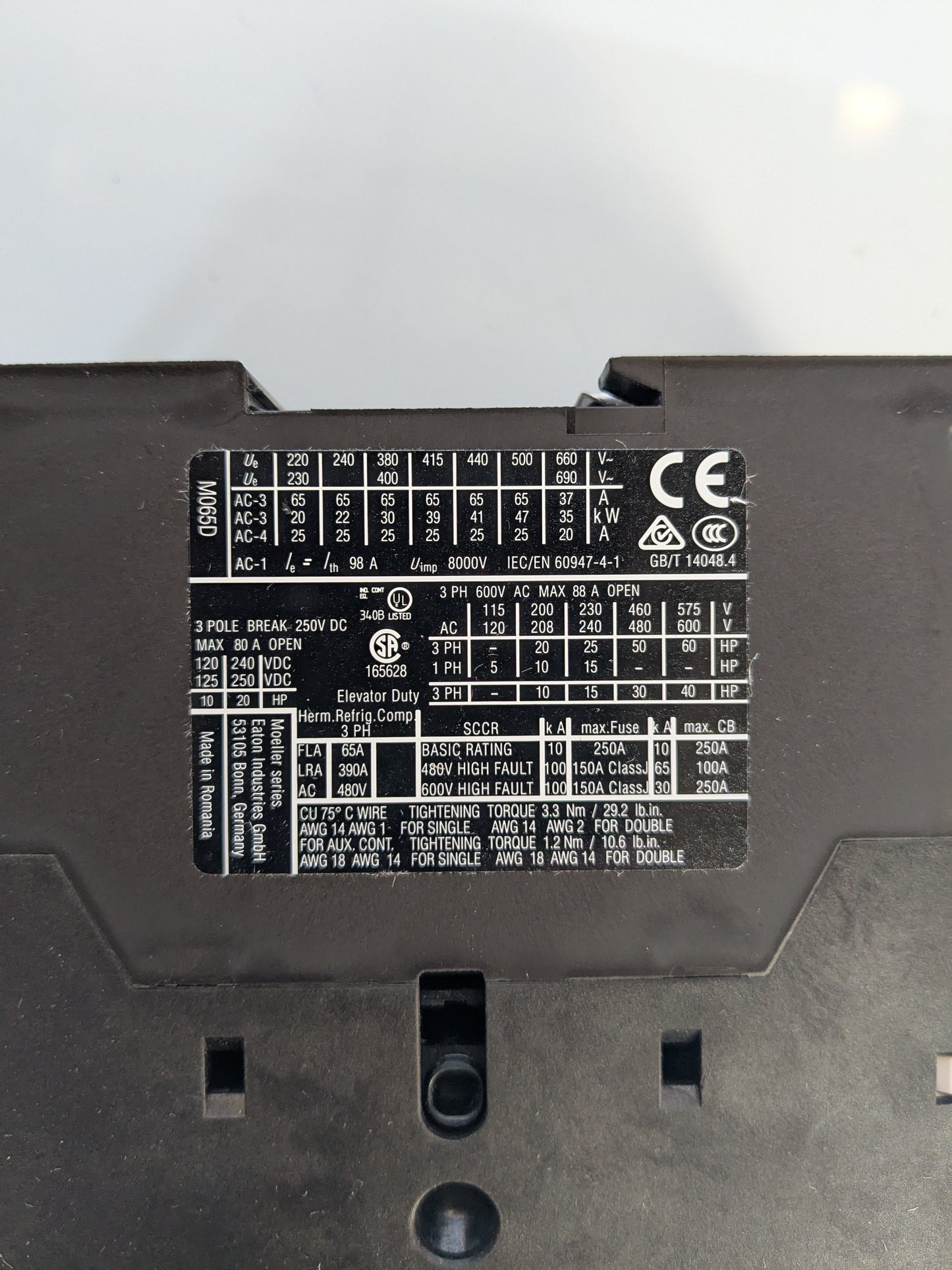 *NEW* Eaton xStart Contactor, 230 V ac Coil, 3-Pole, 40 A, 18.5 kW, 3NO, 400 V ac - Robot Hub