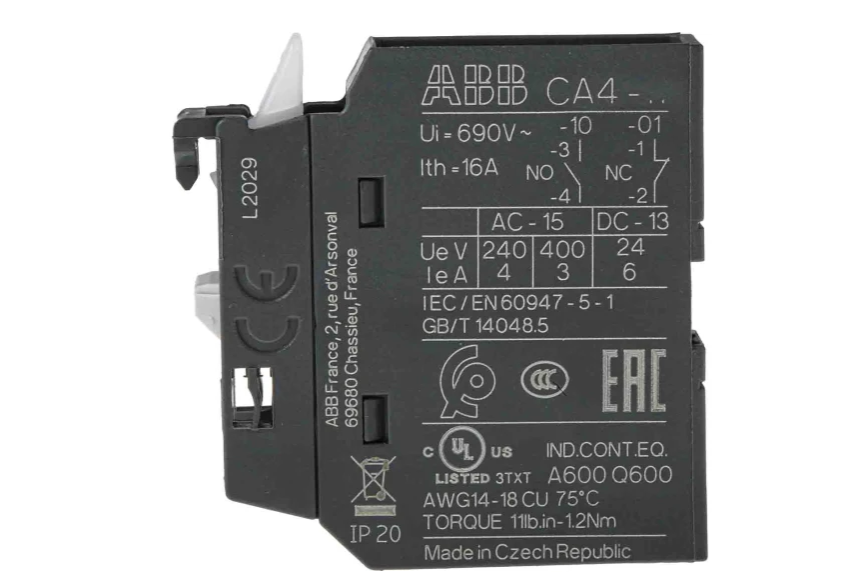 NEW ABB Auxiliary Contact, 1 Contact, 1NO, Front Mount CA4 - Robot Hub