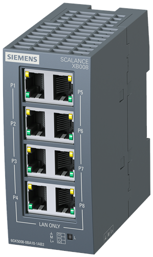 *NEW* Siemens Unmanaged Industrial Ethernet Switch, 24V AC/DC, 8 Inputs - SCALANCE X S - Robot Hub
