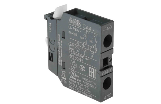 NEW ABB Auxiliary Contact, 1 Contact, 1NO, Front Mount CA4 - Robot Hub