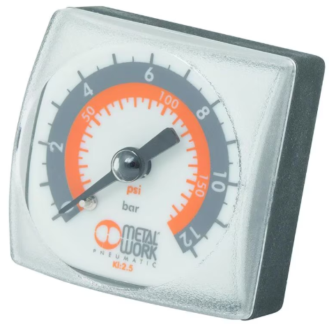 *NEW* Metalwork SQ Dial P/gauge G1/8in 0-12 Bar - 9700110 - Robot Hub