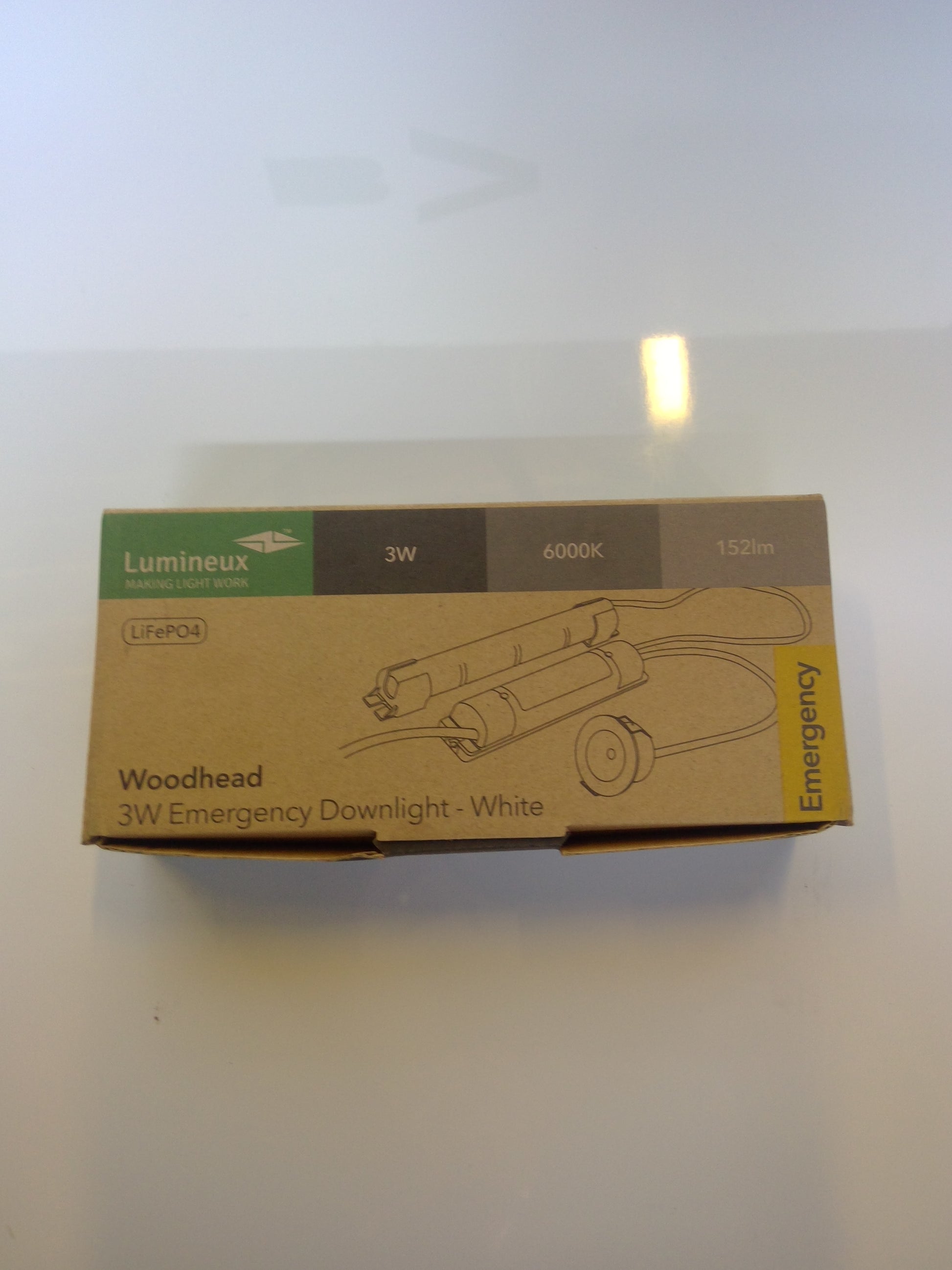 *NEW* Lumineux Woodhead LED Emergency Downlight Open Area Self-Test 3W 6000K White - Robot Hub