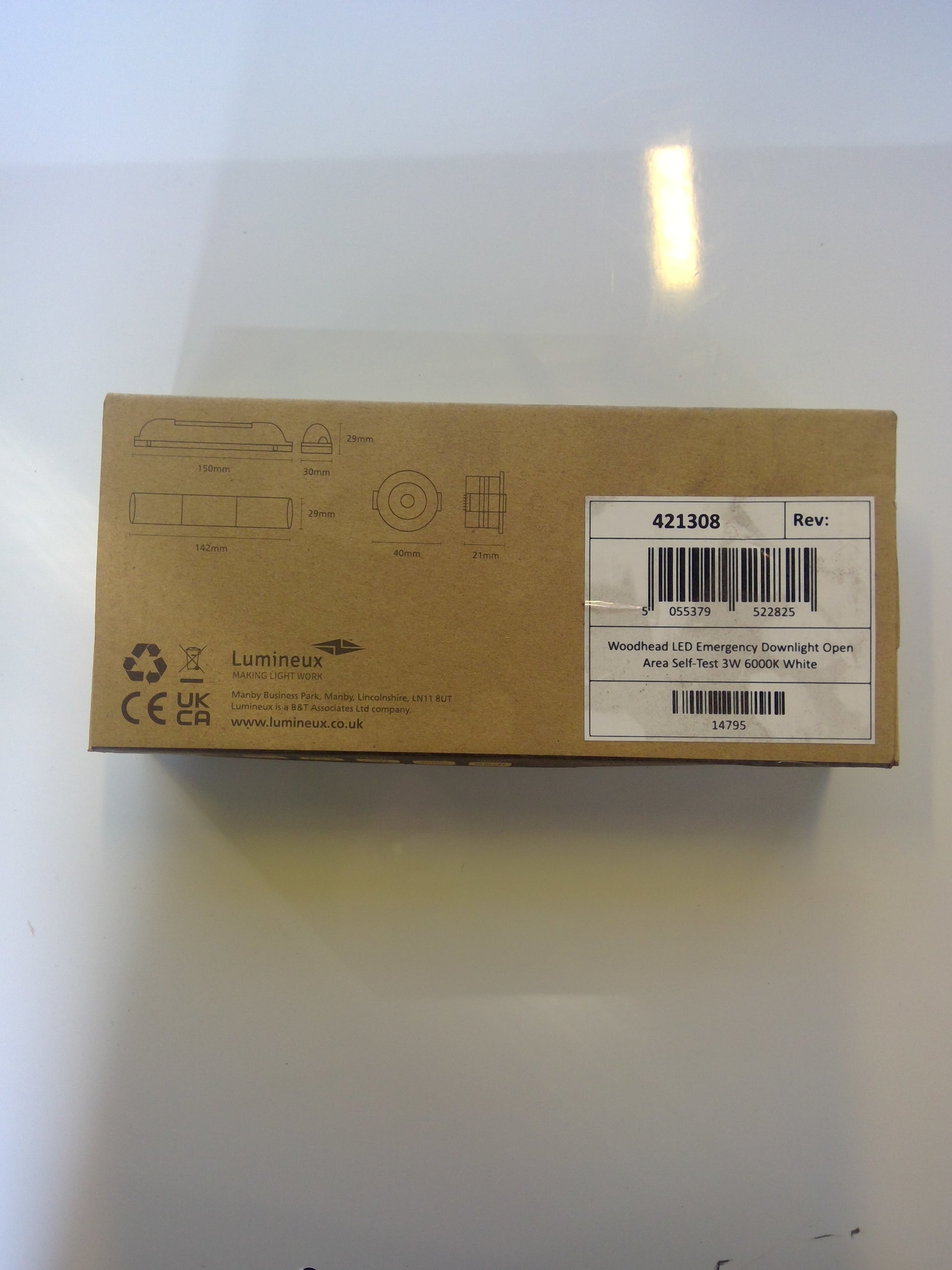 *NEW* Lumineux Woodhead LED Emergency Downlight Open Area Self-Test 3W 6000K White - Robot Hub
